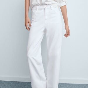 Mango Women's White Wide Leg Jeans